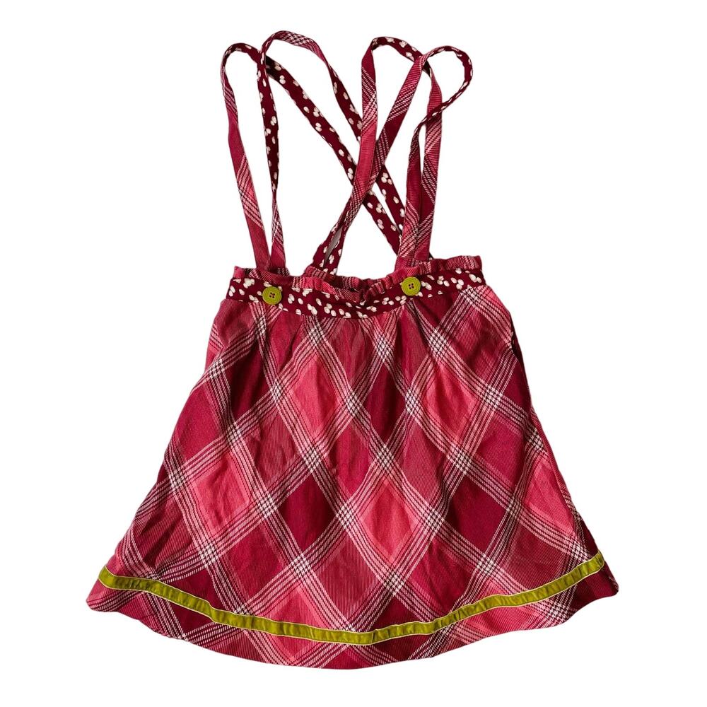 Matilda Jane Size 12 Pink & Red Plaid You & Me Overall Skirt